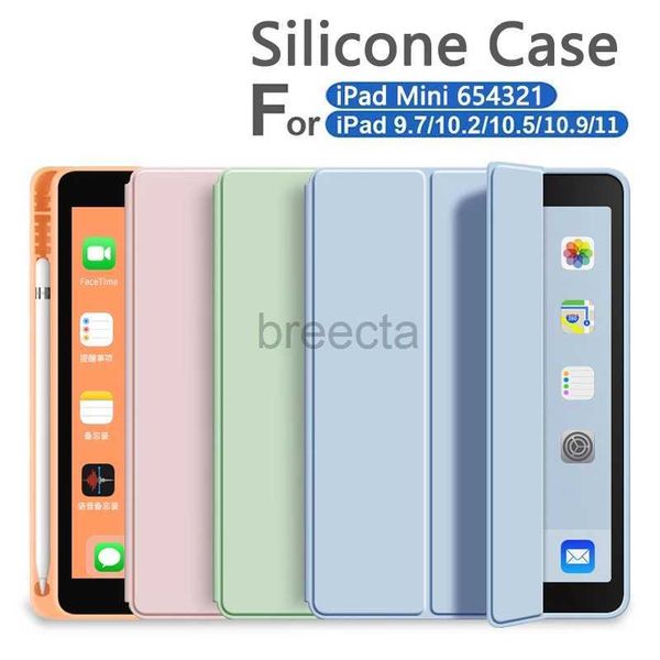 Case di tablet PC BASS Custodia silicone per iPad 10 ° 10,9 Copertura per iPad 10.2 7 ° 8 ° 9 ° iPad Mini 6 5 iPad Pro 11 Air 5 4 3 2 1 Caso con supporto a matita 240411