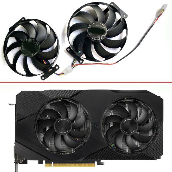 Охлаждение 2PCS T129215SU RTX 2060 Super 2070 GTX1660 TI Охлаждающий вентилятор для ASUS GTX 1660 1660TI Dual Evo OC RTX2060 ГААССКА