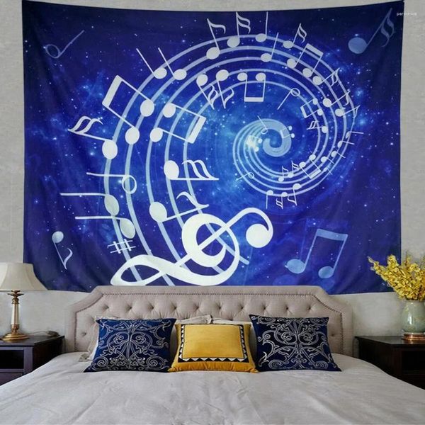 Wandteppiche Hänge blaue Musik Hinweis Hippie Bohemian Mandala Wandteppich für Schlafzimmer Heimwohnheimdekoration