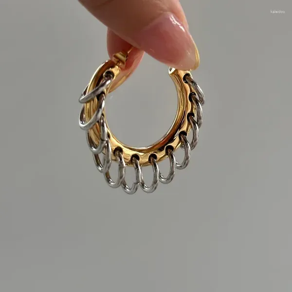 Brincos de argola requintados moda punk metal em forma de titânio tamel de corrente de aço para mulheres jóias de luxo de festas de hip-hop