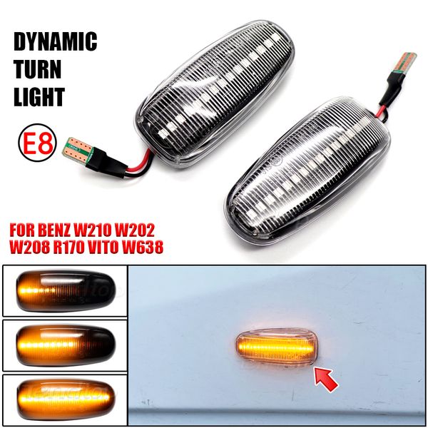 LED Dynamic Blinker Side Marker Light Blinkerlampe für Mercedes-Benz W210 W202 W208 R170 Vito W638 Sequentielle Spiegellampe