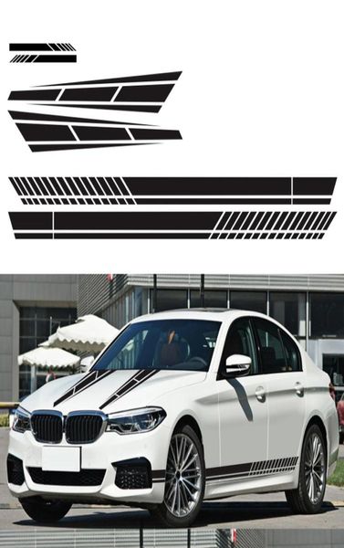 6pcsset Stripe Car Aufkleber PVC Vinyl Racing Hood Türspiegel Körperseitigen Abziehbilder für persönliche Autoteile im Freien Dekoration8634848