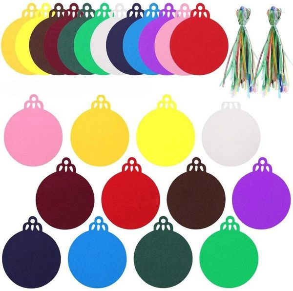 Partydekoration 40 PCs runde Hanging Geschenk Tags Zeichen Weihnachtsbaumlabels Ornamente in 12 Farben Urlaub DIY Handwerks