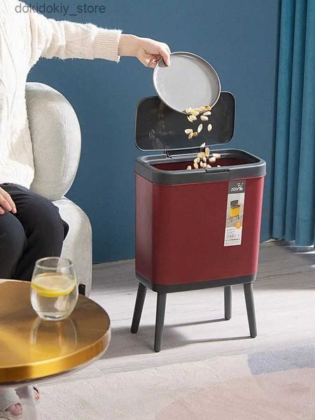 Cestino per rifiuti Cestino per spazzatura cucina 12L di cestino di lusso per il bagno cucina creativo quadruped quadrupede hih-piede a push bidone arbae di plastica con coperchio L49