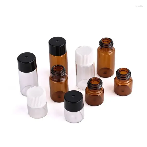 Bottiglie 15pcs 1/2/3/5ml Amber/Blottiglia di vetro trasparente con Mini Contenitori di olio essenziale per flagali inne