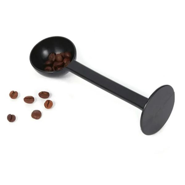 1pcs plástico/aço inoxidável 2 em 1 café em pó de café Medição colher colher multifuncional pressione suprimentos de cozinha de cozinha