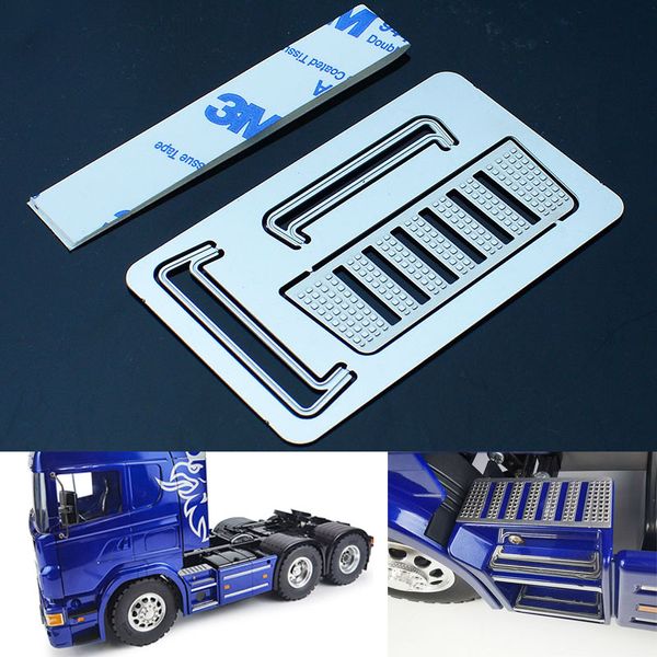 Saia lateral placas decorativas de metal placas de pedal para 1/14 Tamiya RC Dump Truck Scania R620 R470 R730 Acessórios para carros