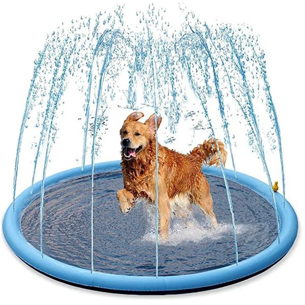150170cm de verão piscina de animais de estimação Polícia de aspersores de água inflável tocar tapete de refrigeração ao ar livre brinquedo interativo para cães 240411
