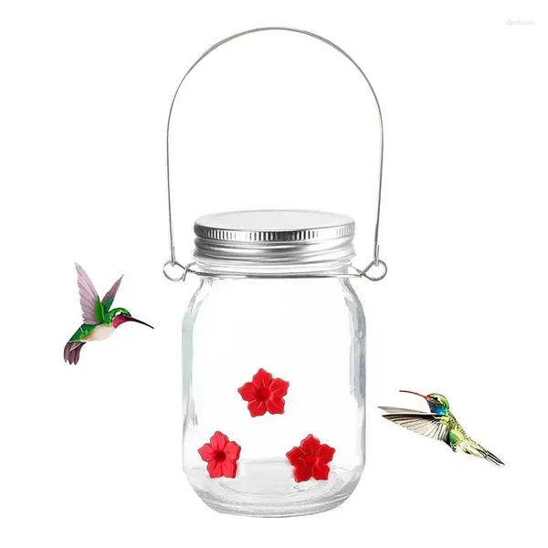 Outros pássaros suprimentos de pedreiro jares florestas de beija -flor pequena enchimento superior com portas de flores para o ar livre decoração de jardim de jardas