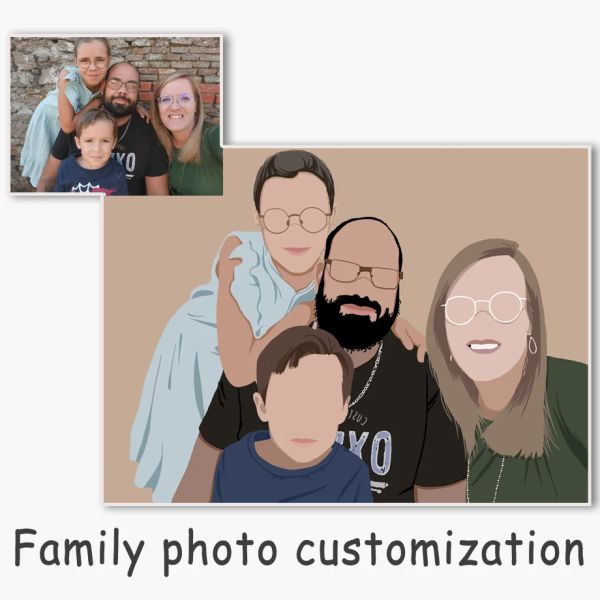 BOHO abstrakter Stil Familienpaar Schwangeres Eltern-Kind-Foto Custom Persönlichkeit Wandkunst Canvas Poster Geschenk Wohnzimmer Dekor Dekor