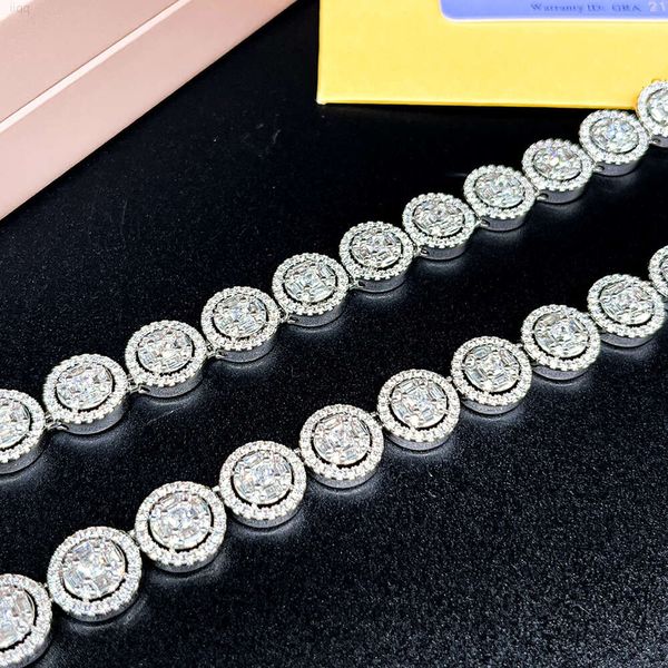 2024 Trend Luxuja brilhante Moissanite Jóias Gold Diamond Woman Colar Colar Cuba Link Cadeia de Cadeia de Moissanite