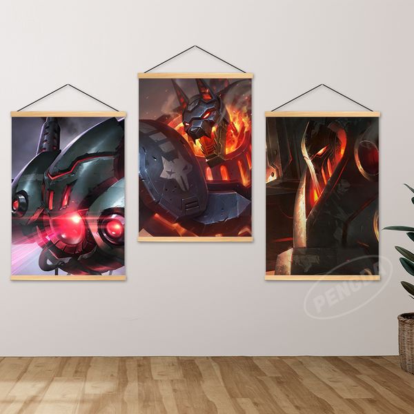 Liga de impressão de lona Decoração de casa Decoração de madeira nasus pendurado pintura Velkoz Poster moderno Game Wall Art Modular Picture Presente