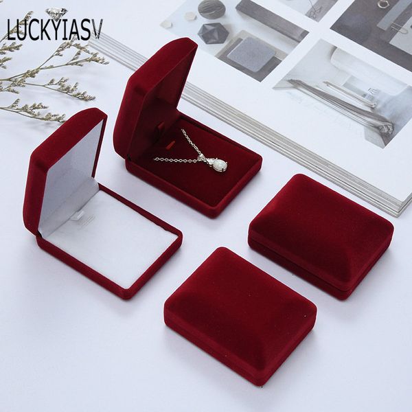 Braut Halskette Anhänger Kiste Großhandel Qualitätsqualität Velvet Hochzeit Schmuck Geschenkkoffer Schmuck Display Halter Großer Ohrringe Aufbewahrungsbox