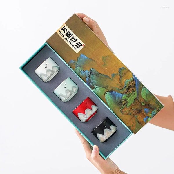 Tee-Sets kreative China-Chic-Keramik-Tee-Tassen Festival Geschenkset Single Bowl Tasting Box