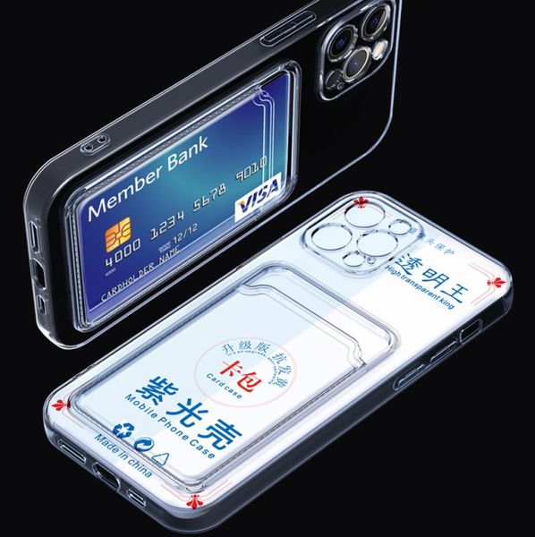 Slot antiossidante TPU Case di cellulare trasparente coprono con supporto per carta di credito per iPhone 12 Pro Max 117559669