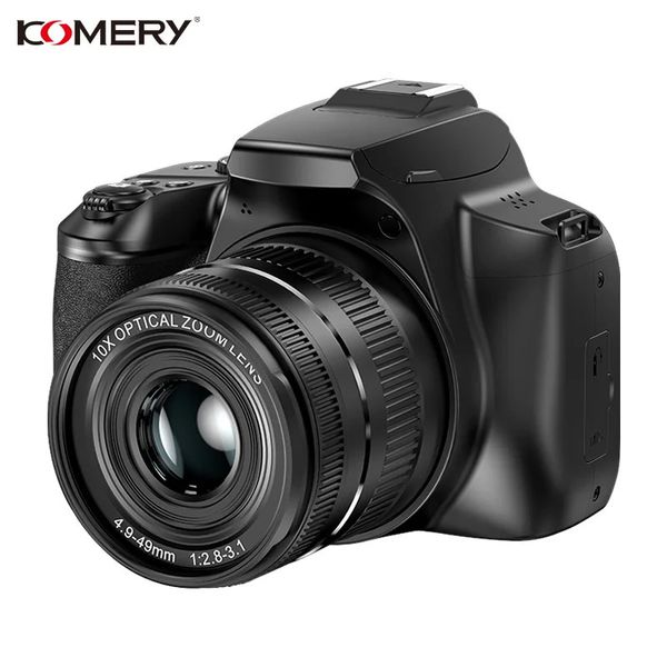 Câmera SLR digital SLR de 64MP Komery para POGRAÇÃO 10X ZOOM óptico 4K HD Video VLOG CAMCORD WEBCAM DSLR CAMERAS 240407