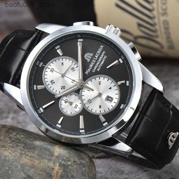 Armbanduhr Maurice LaCroix Ben Tao Serie drei Augen Chronograph Mode lässig luxuriöse Leder -Herren Logos Maskulinos 2024