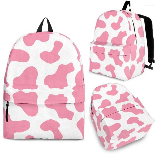 Sırt çantası yikeluo pembe süt inek dokusu 3D baskı kız ders kitabı rahat ayarlanabilir omuz kayışı marka dayanıklı sırt çantası