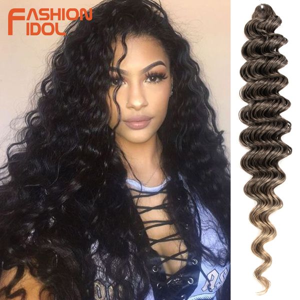 Fashion Idol Deep Wave Twist Crochet Hair sintetico sintetico da 30 pollici all'uncinetto trecce ricci capelli ondulati ondulato marrone finte estensioni