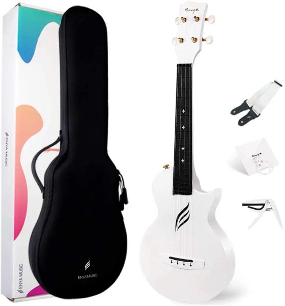 Hanger Enya Ukulele -Konzert Nova u Carbonfaser Ukelele Anfänger Kit String Instrumente Hawaii Mini -Gitarre mit Hülle Gurt