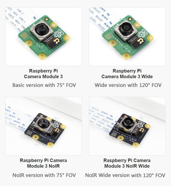 Модуль камеры Raspberry Pi 3 IMX708 Автофокусный модуль камера 12MP Auto-Focus IMX708 75 или 120 FOV IR/NOIR