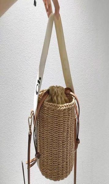 Mode Frauen039s Stroh Weave Bucket Bags Logo Briefdruck Designer Crossbody Bag Handbags3625672