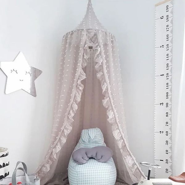 3 cores penduradas crianças cama de bebê cúpula cãopy algodão Mosquito Cortina de caça -cama para ler Decoração de casa 240407