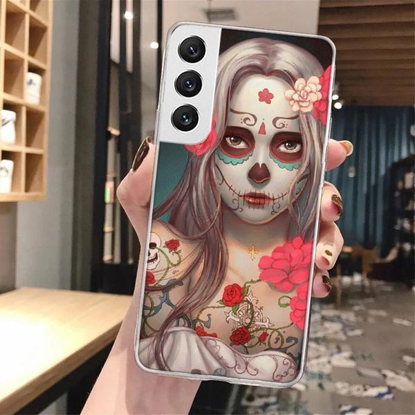 Catrina Beautiful Rose Girl Schädel Weiches Telefon Hülle für Samsung Galaxy S23 S22 Ultra S21 Plus S20 Fe S10 Lite S9 S8 + S10E S7 Edge