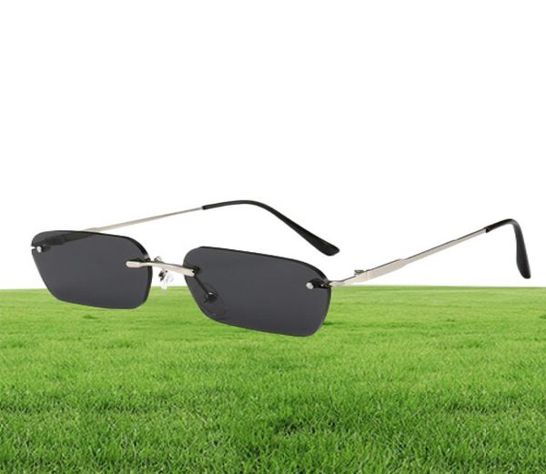 Sella Trending Men Men Men Pequena lente estreita lente óculos de sol Moda Rimless Rimless Rectan rosa lente amarelo lente quadrado Eyewear Shade4559696