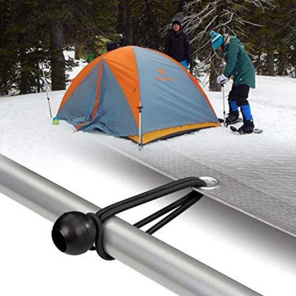 10 pezzi Tenda elastica corde fissate a sfera nera Bungee Loop Cinting Tarpaulin Canopia fissa per campeggio esterno