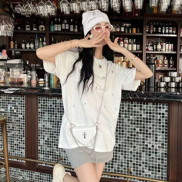 Felpa con cappuccio femminile Autunno kro industria pesante Diamond rotonda rotonda instagram Instagram pigro coreano t-shirt borse Trendy