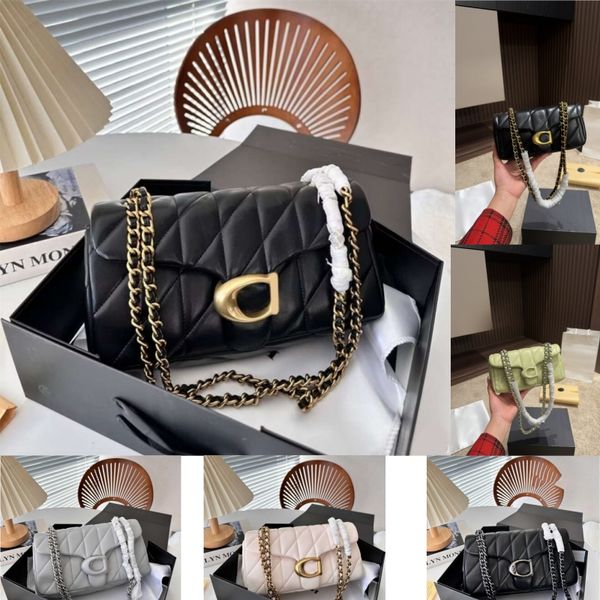 Bolsa de designer de bolsa malhada bolsa de ombro de ombro luxuoso bolsa de corrente acolchoada bolsa de couro feminina bolsa de bolsa crossbod saco de moda clássica de couro real picape taby fivela grande