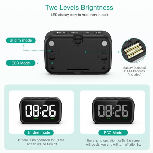 Oria Magnetic Kitchen Timer per cucinare con conto alla rovescia Timer digitale Count Up Alimentato per classe, insegnante, bambini