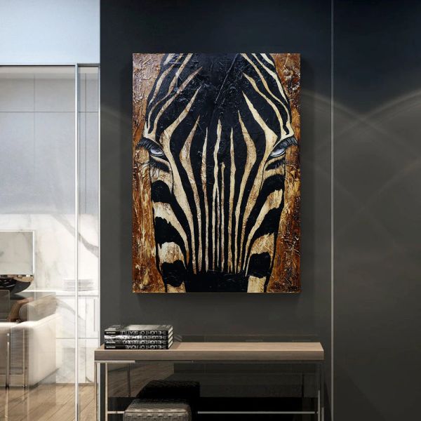 Wangart Black Canvas Pôster Africano Pintura a óleo de animais para a sala de parede impressão de arte de parede Pictures de parede pinturas modernas