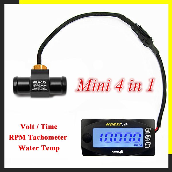 Koso Motorcycles Temperatura dell'acqua Voltagetime RPM Tachometro Norxi Mini 4 in 1 Display digitale LED Quad misuratore