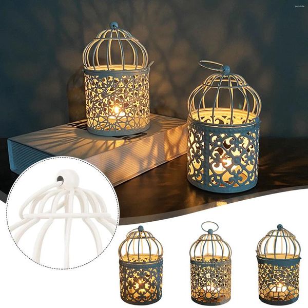 Mum Tutucular 1 PC Beyaz Metal Tealight Asma Kuş Kafesi Fenerleri Düğün Noel Partisi Ev Masa Dekorasyonu