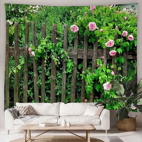 Italien Verona alter Fenstergitter Wandteppiche im Freien Landschaft Wandteppich alte Tür Blume Home Courtyard Wall Hanging Art Decoration Wandbild R0411 1 1