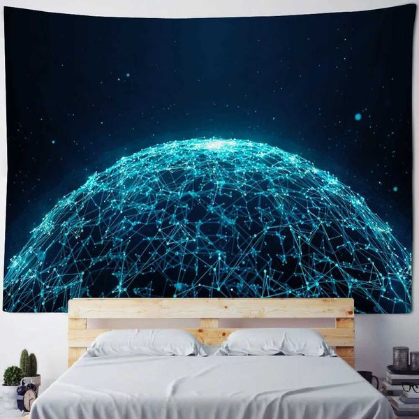 Tapestria geométrica de arte digital Tapestries Blackboard Starry Sky Cartoon Mape