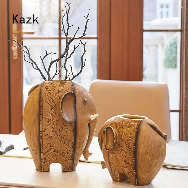 Вазы скандинавской креативной симуляции слон ваза домашняя смола украшения животных сушеные цветочные аксессуары гостиной