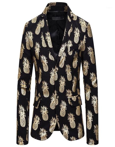 MEN039S Anzüge Blazers Partyanzug Jacke für Männer Ananas Muster Silber Gold Bühnen Kostüme Mode Casual Blazer Kleid Autu5156102