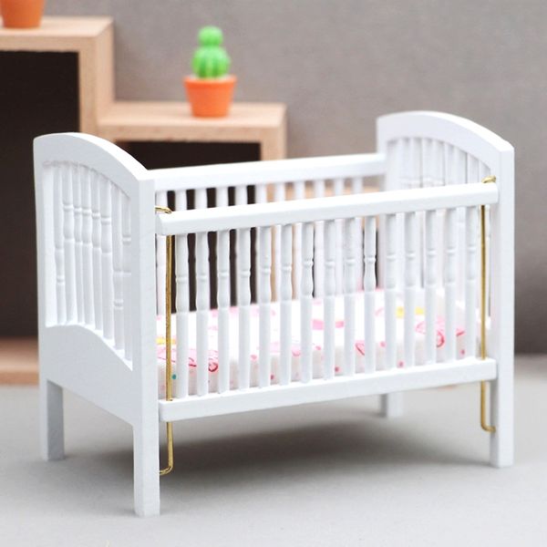 1:12 Dollhouse in miniatura Baby letto fai -da -te simulato culitta in legno bambola per cuccioli mobili per mobili per bambole