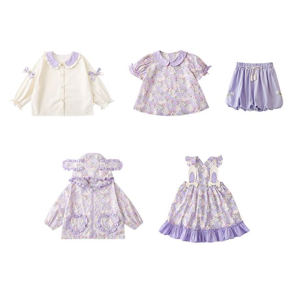 Girls 'Purple Rabbit Series Shirt Spring Shorts per bambini per bambini