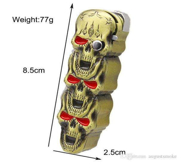 Novo isqueiro de gás criativo Skull Shapet Fleming com faca multifuncional a jato de vento butano de cigarro LIMPER67531175772530