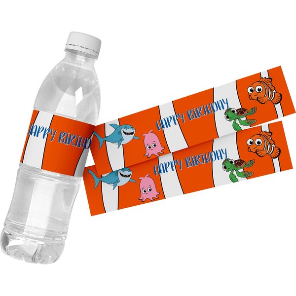 6 pezzi personalizzati personalizzati personalizzati etichette adesivi per bottiglie d'acqua nemo per bambini favoriscela per bottiglia per feste di compleanno