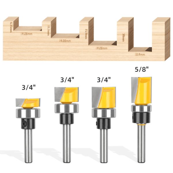 Reinigungsboden Bit mit Bodenlager Router Bit -Carbidschneider Holzbearbeitungsschneider für Holzbitmühle