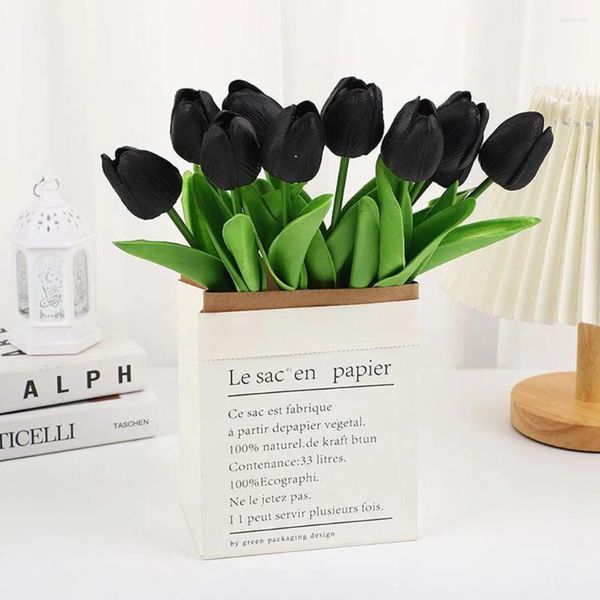 Fiori decorativi 10 pezzi TULIP NERO Decorazioni di Halloween Ho