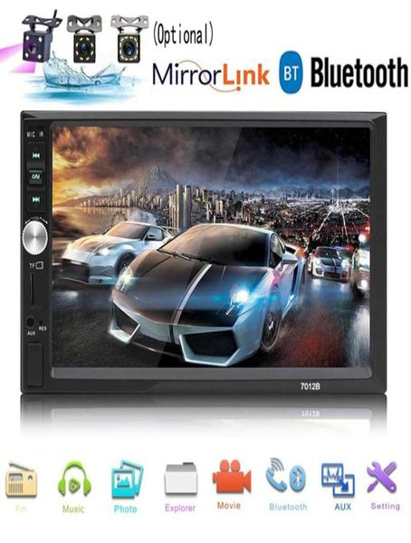 2 Din Bluetooth Araba Stereo 7inch Dokunmatik Ekran Radyo Aux FM USB Araba Ses MP5 Oyuncu Destek Ayna Bağlantı Arka Görünüm Kamera180N8392109