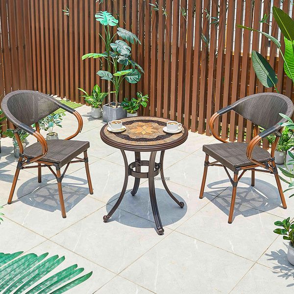 Tavolino e sedie per esterni set moderni lussuosi lussuoso piccolo tavolino rattan sedia da giardino set di mobili da giardino z z