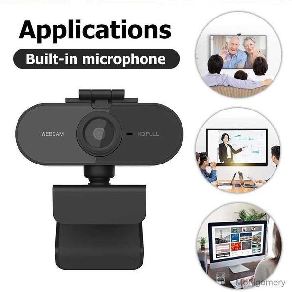 Webcams PC Câmera da Web com Câmera de Microfone para Câmera da Web AutoFocus 360 graus Drive Free for YouTube para Laptop para gravação de vídeo webcam
