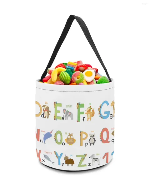 Aufbewahrungstaschen Kinder Alphabettiere Korb Süßigkeit Bucket Tragbarer Heimbeutelkorb für Kinderspielzeug Party Dekoration Supplies